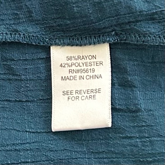 🌼 John Paul Richard Tie-Hem Blouse with Button Front, Teal L - Picture 7 of 7